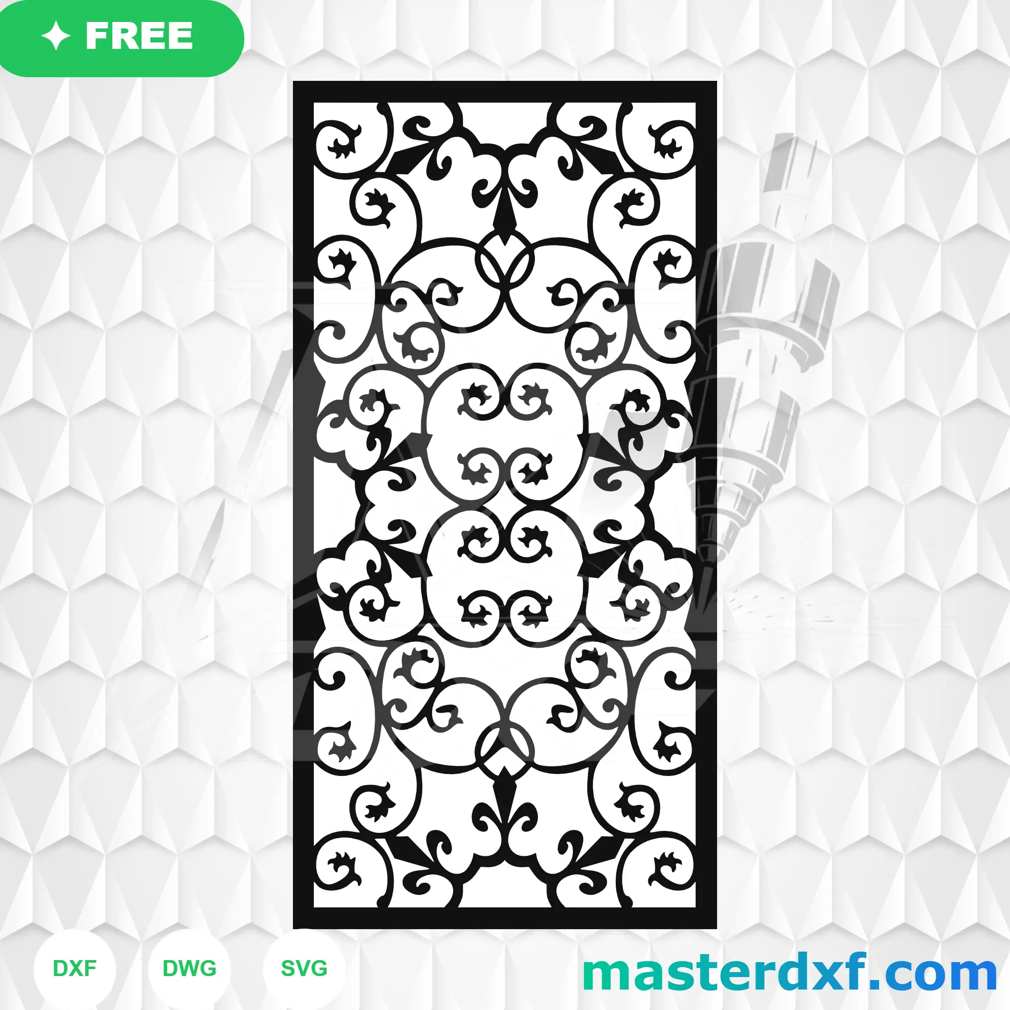 Tulip Medallion Scrollwork DXF Panel for Grand Entry Gates DXF File